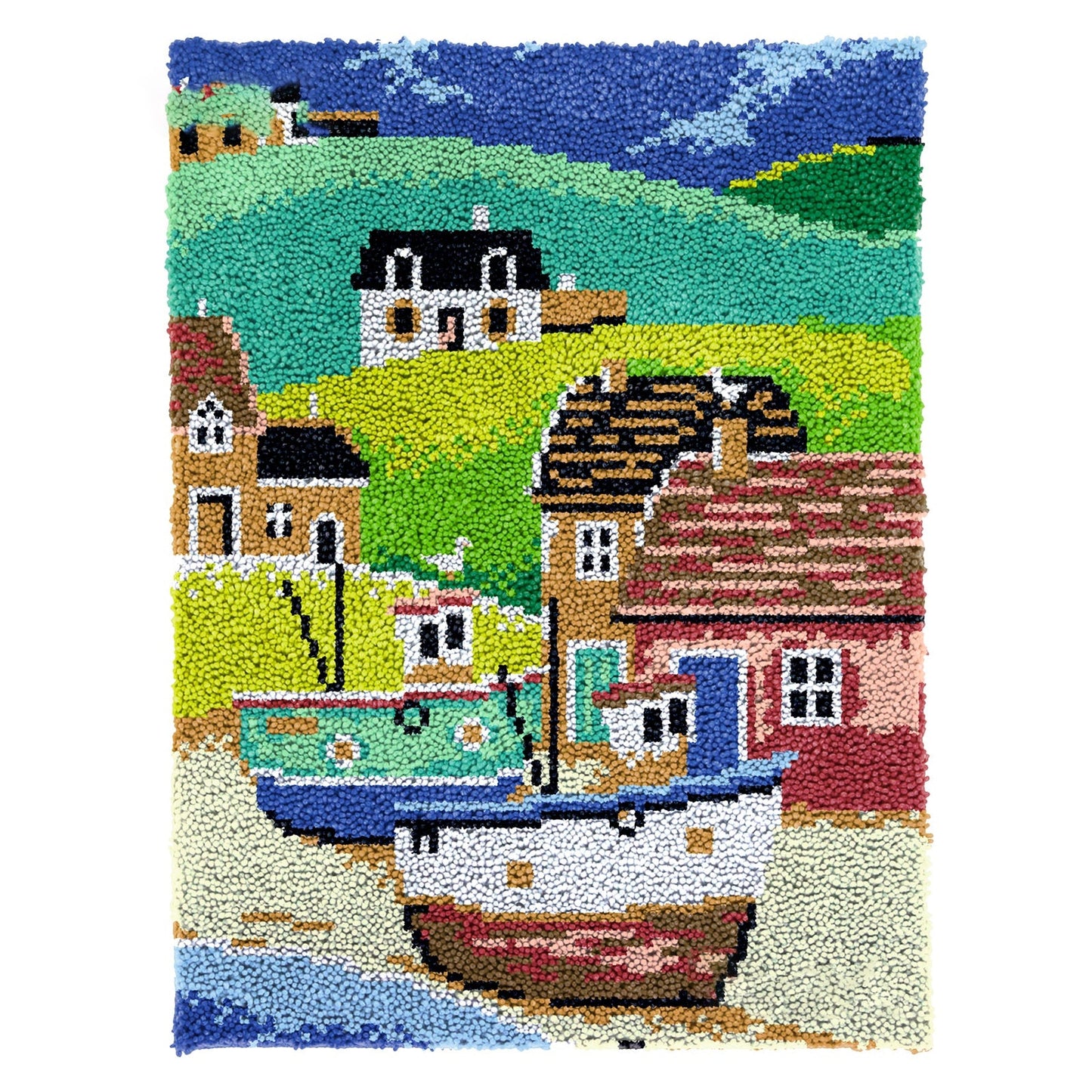 Latch Hook Kit - Rug Making Kit Seaside Village 61x81cm