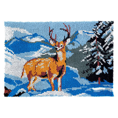 Latch Hook Kit - Rug Making Kit Snowy Mountains Deer 85x58cm