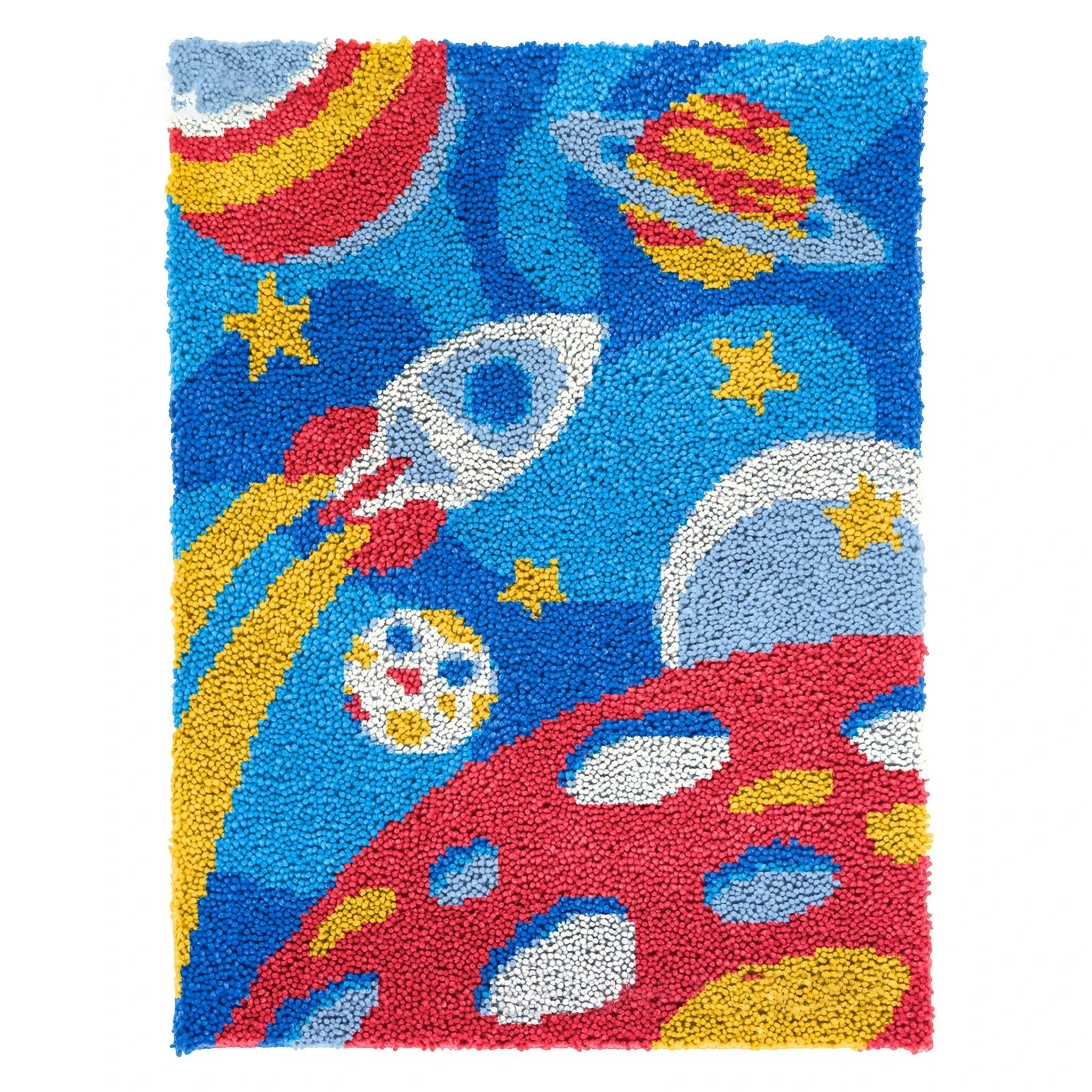 Latch Hook Kit - Rug Making Kit Spaceship Rocket 61x82cm Latch Hook Rug Kit