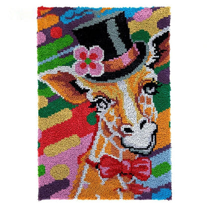 Latch Hook Kit - Rug Making Kit Top Hat Giraffe 57x85cm Latch Hook Rug Kit