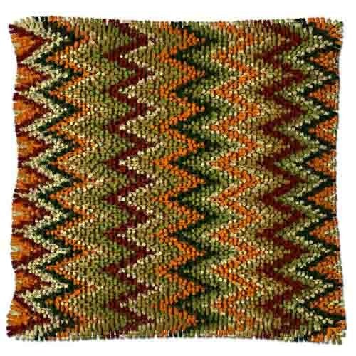 Latch Hook Pillow Making Kit - Brown Chevron Latch Hook Pillow Kit