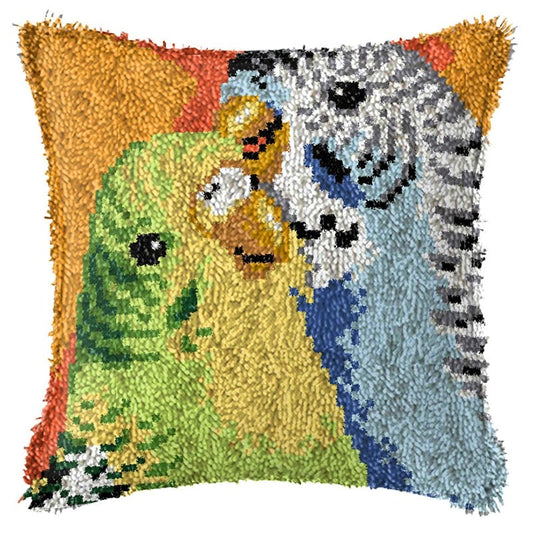 Latch Hook Pillow Making Kit - Budgies Latch Hook Pillow Kit