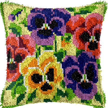 Latch Hook Pillow Making Kit - Colourful Flower Bunch Latch Hook Pillow Kit