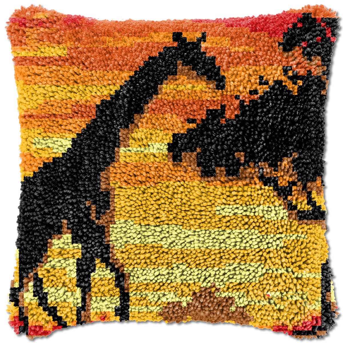 Latch Hook Pillow Making Kit - Giraffe Safari Sunset