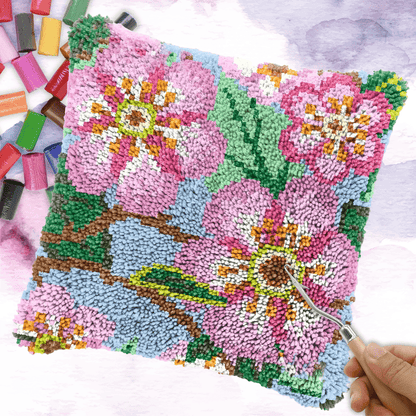 Latch Hook Pillow Making Kit - Spring Flowers