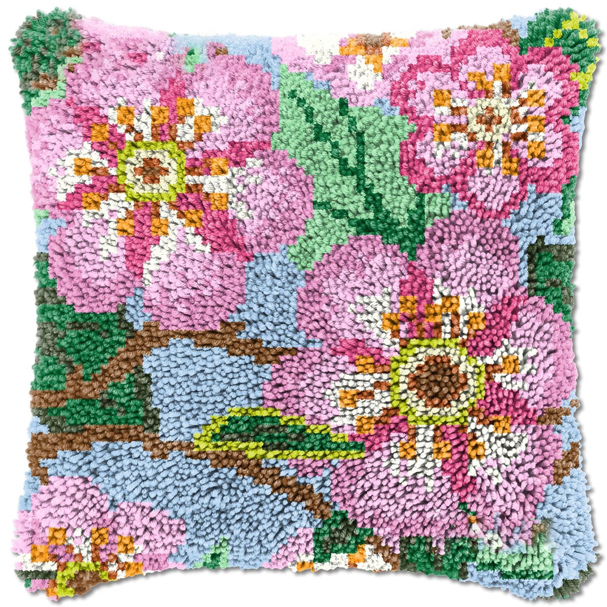 Latch Hook Pillow Making Kit - Spring Flowers