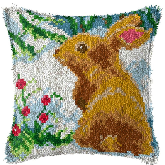 Latch Hook Pillow Making Kit - Spring Rabbit Latch Hook Pillow Kit