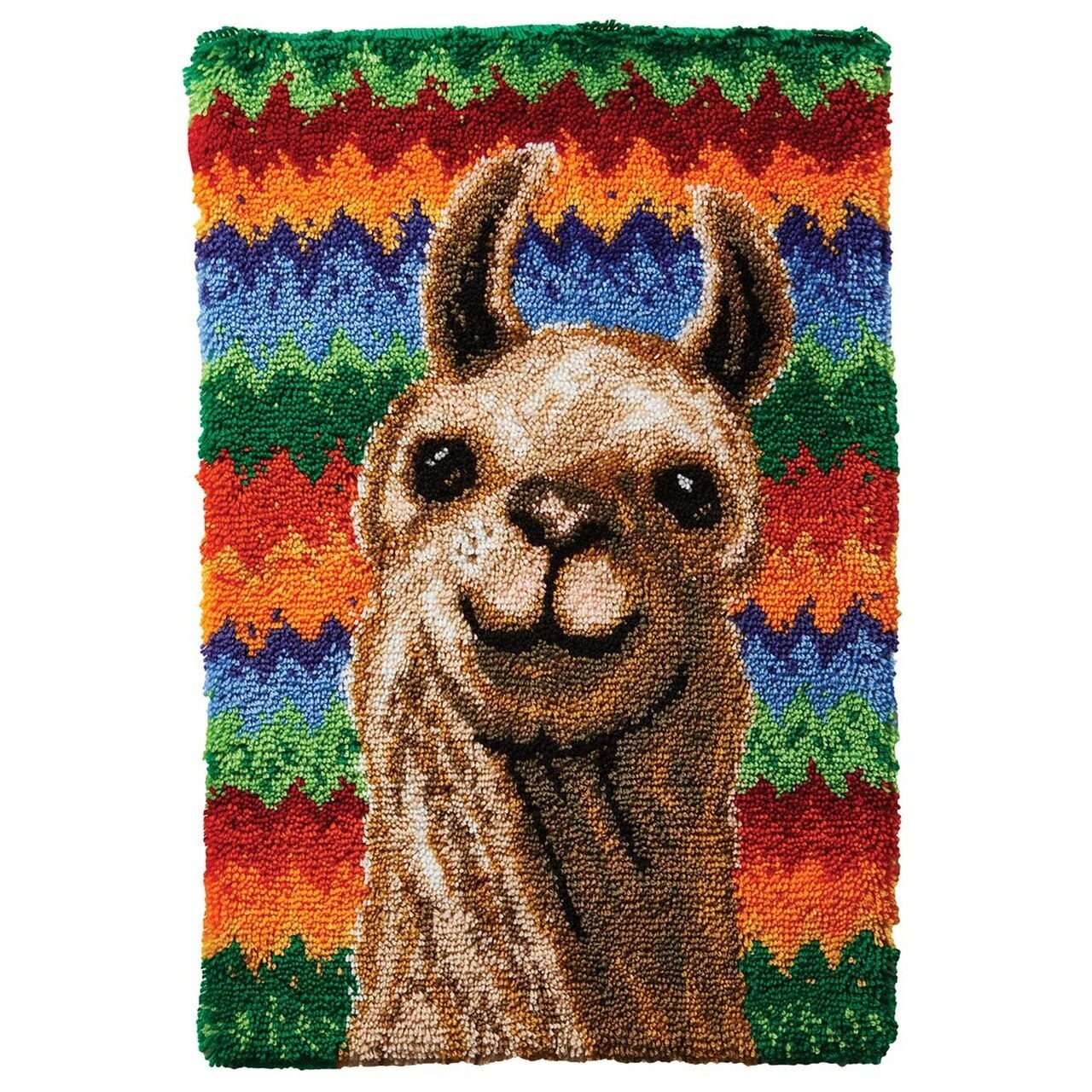 Latch Hook Rug Making Kit - Festive Happy Llama 69x102cm