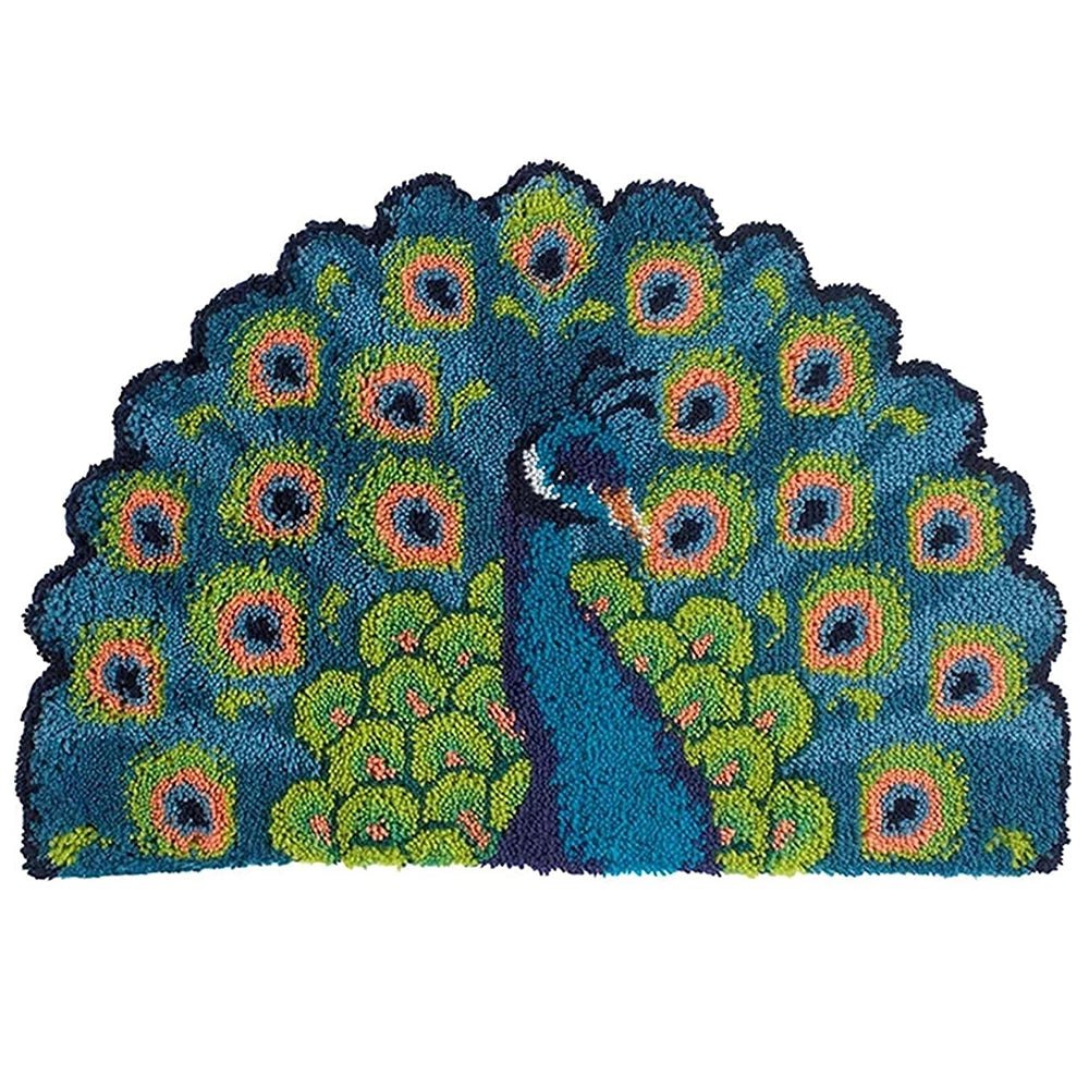 Latch Hook Rug Making Kit - Peacock Feather Fan 60x90cm 