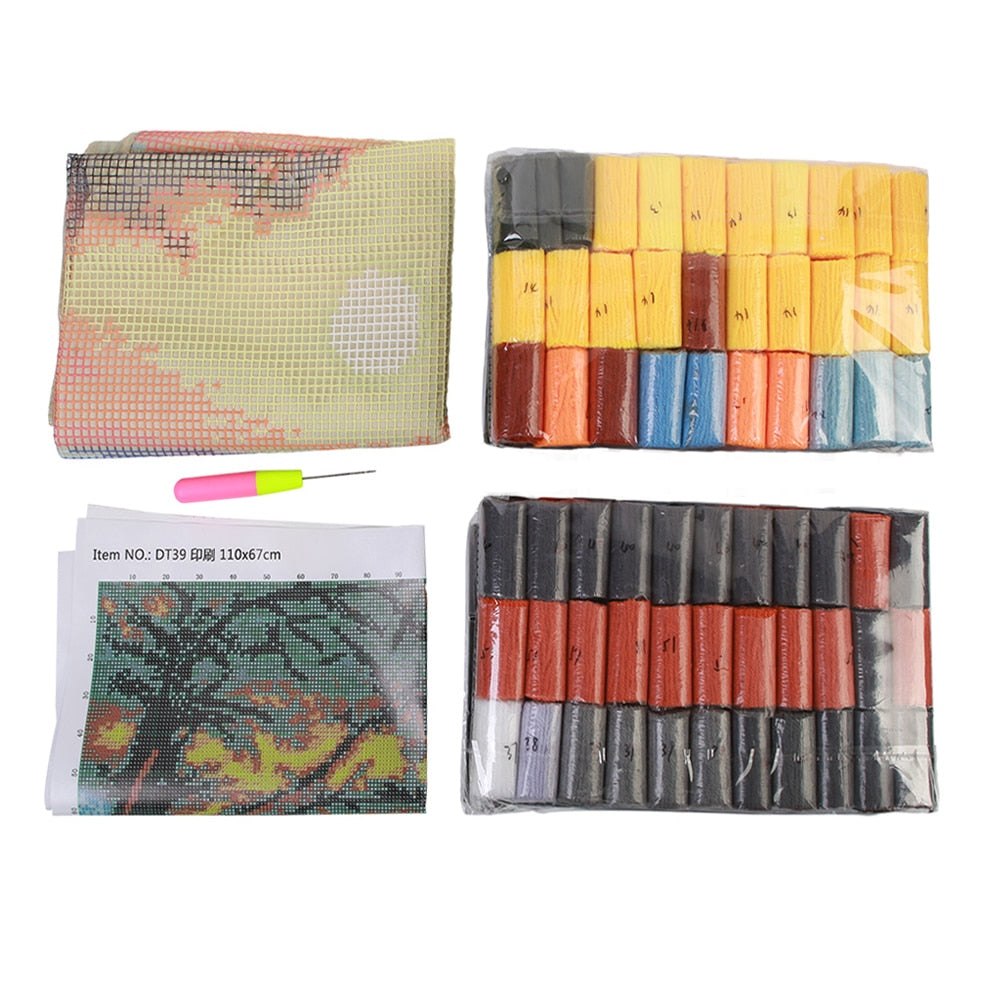 Latch Hook Rug Making Kit - Tropical Parrots 70x90 CM Latch Hook Rug Kit