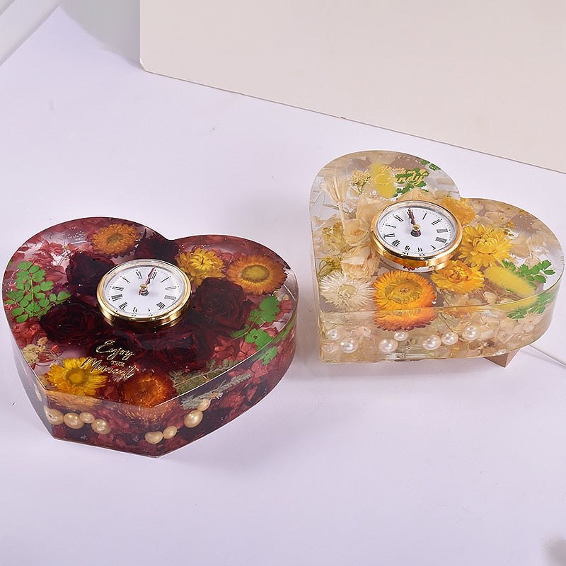 Love Heart Clock Epoxy Resin Silicone Mould Kits Resin Mould