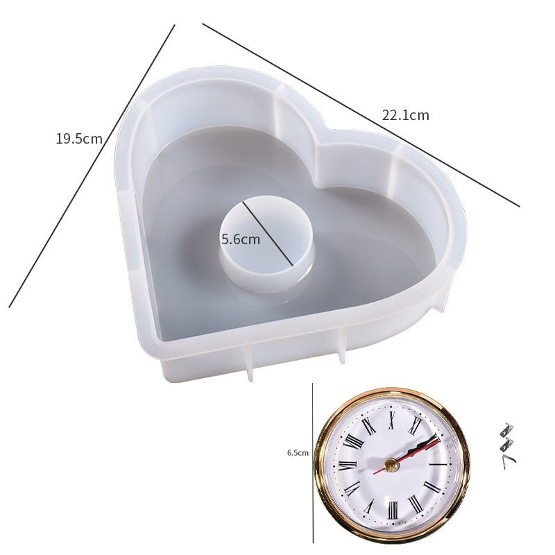 Love Heart Clock Epoxy Resin Silicone Mould Kits Resin Mould