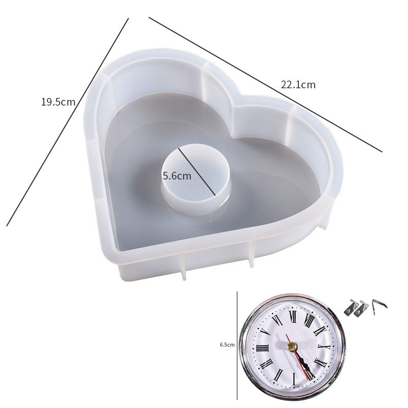 Love Heart Clock Epoxy Resin Silicone Mould Kits Resin Mould