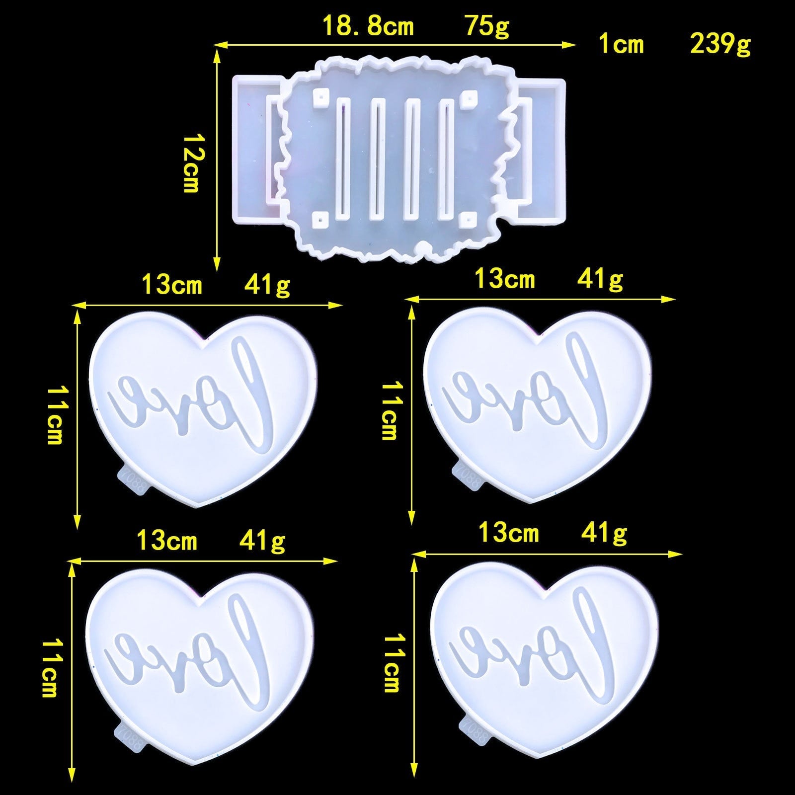 Love Heart Coaster Silicone Mould Set Resin