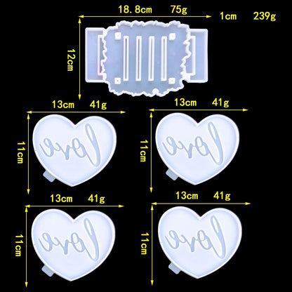 Love Heart Coaster Silicone Mould Set Resin