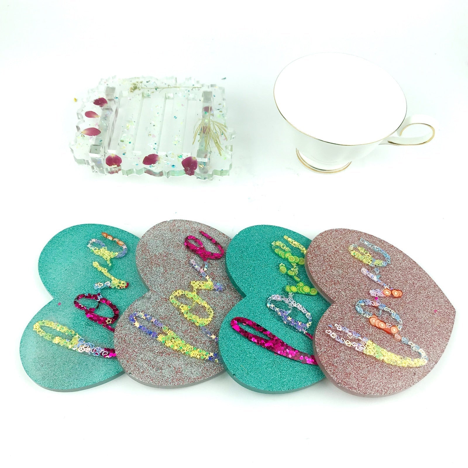 Love Heart Coaster Silicone Mould Set Resin