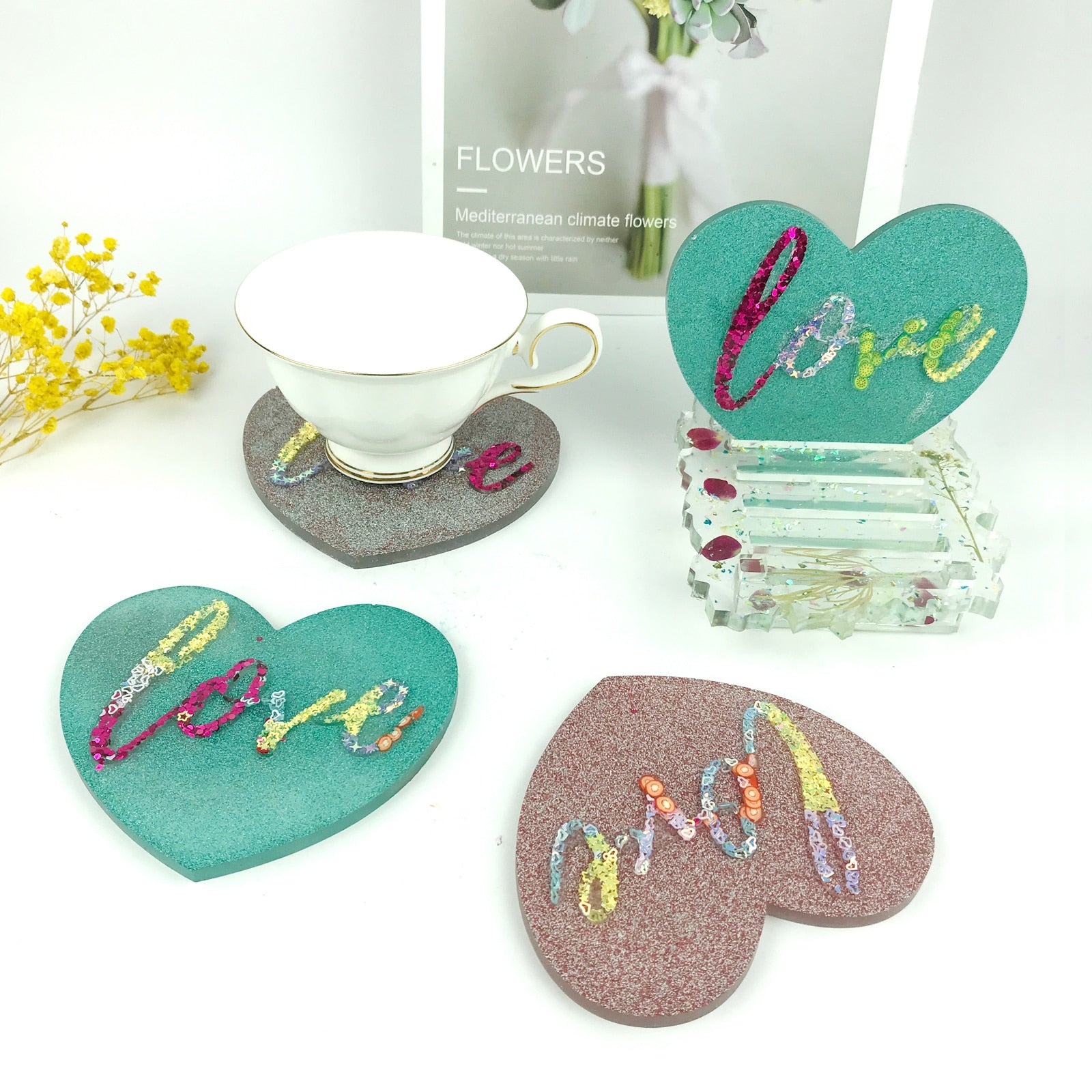 Love Heart Coaster Silicone Mould Set Resin