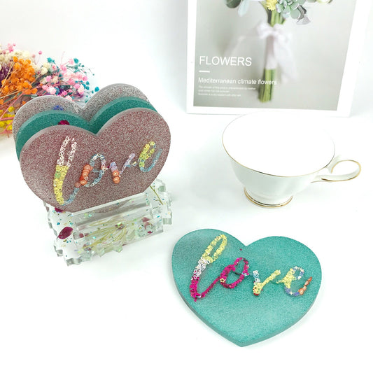Love Heart Coaster Silicone Mould Set Resin