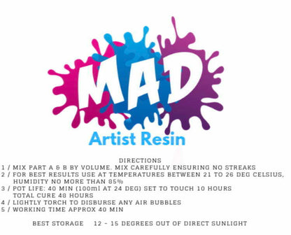 MAD Artist Resin 10ltr 1:1 Ratio Mix 