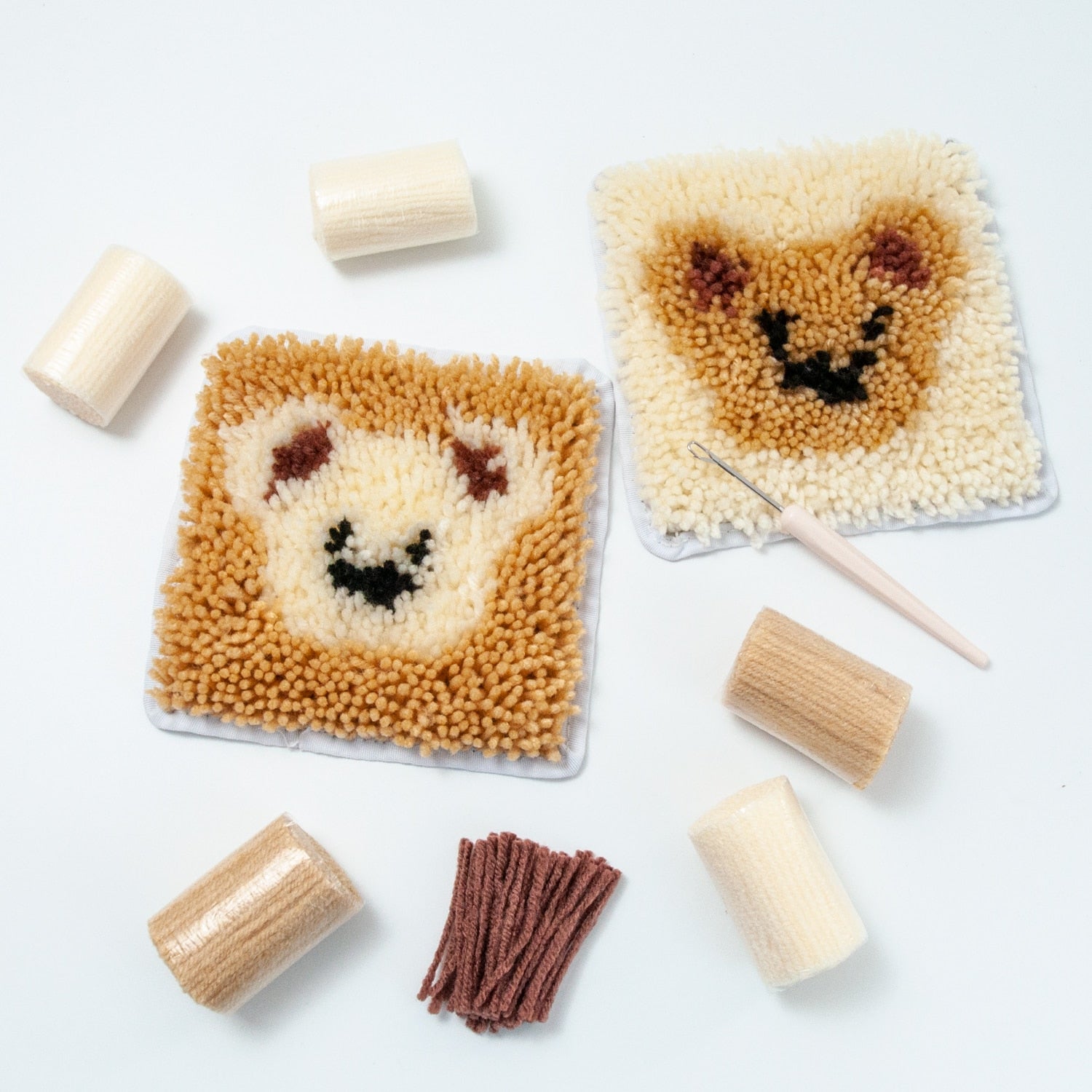 Mini Latch Hook Beginner Kits - Caramel Teddy Bears