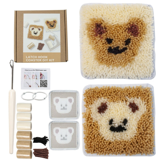 Mini Latch Hook Beginner Kits - Caramel Teddy Bears