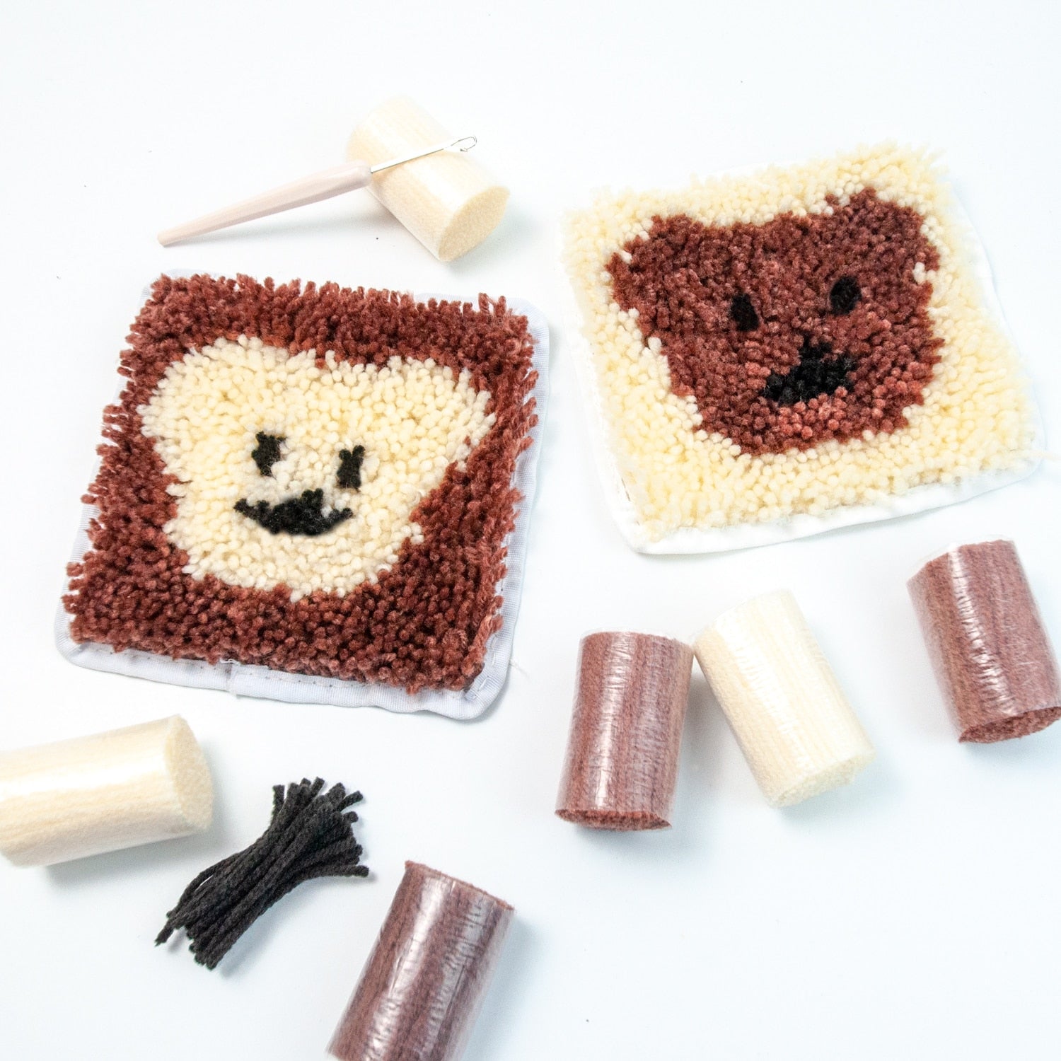 Mini Latch Hook Beginner Kits - Chocolate Teddy Bears