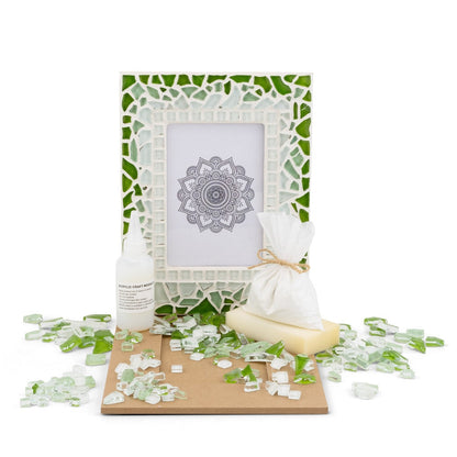 Mosaic Photo Frame Kit By Mandala Art - Earth Green Mosaic Kit