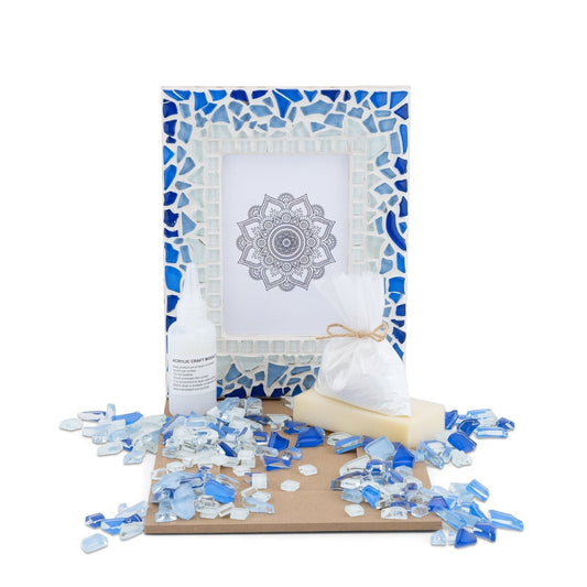 Mosaic Photo Frame Kit By Mandala Art - Ocean Blue Mosaic Kit