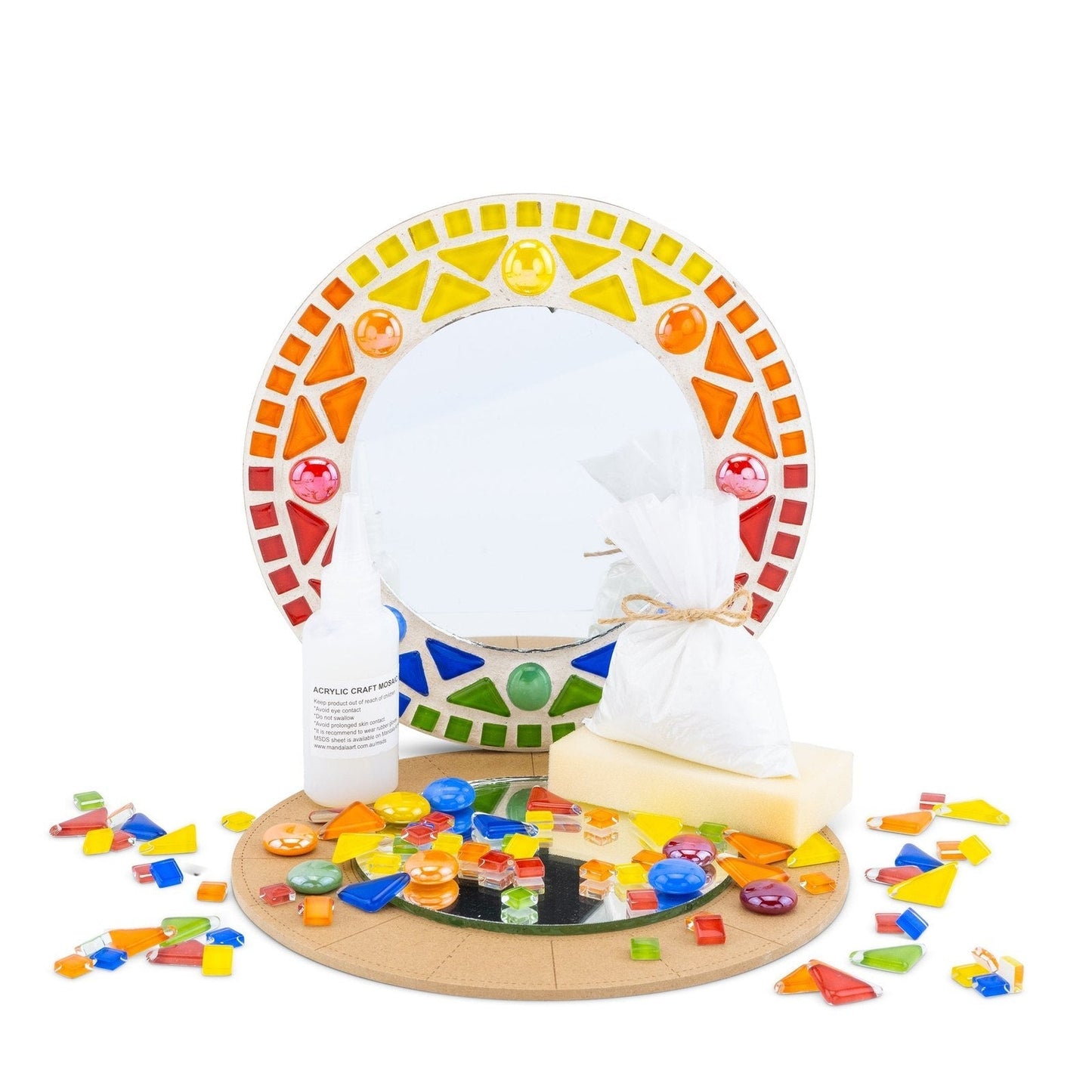 Mosaic Round Mirror Kit By Mandala Art - Aztec Mosaic Kit