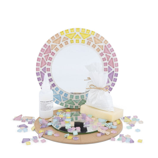 Mosaic Round Mirror Kit By Mandala Art - Pastel Mosaic Kit