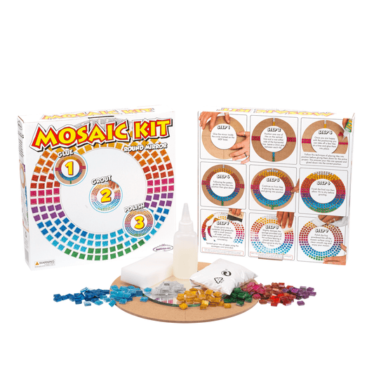 Mosaic Round Mirror Kit By Mandala Art - Rainbow Mosaic Kit