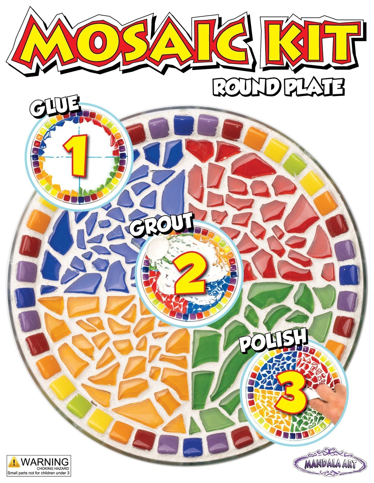 Mosaic Round Plate Kit By Mandala Art - Rainbow Mosaic Kit