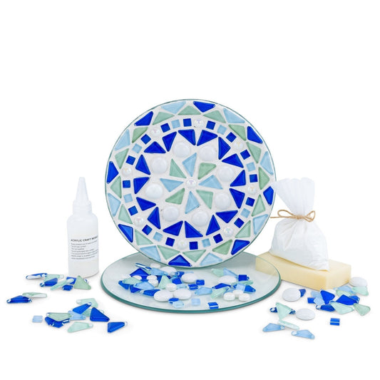 Mosaic Round Plate Kit By Mandala Art - Snow Flake Mosaic Kit