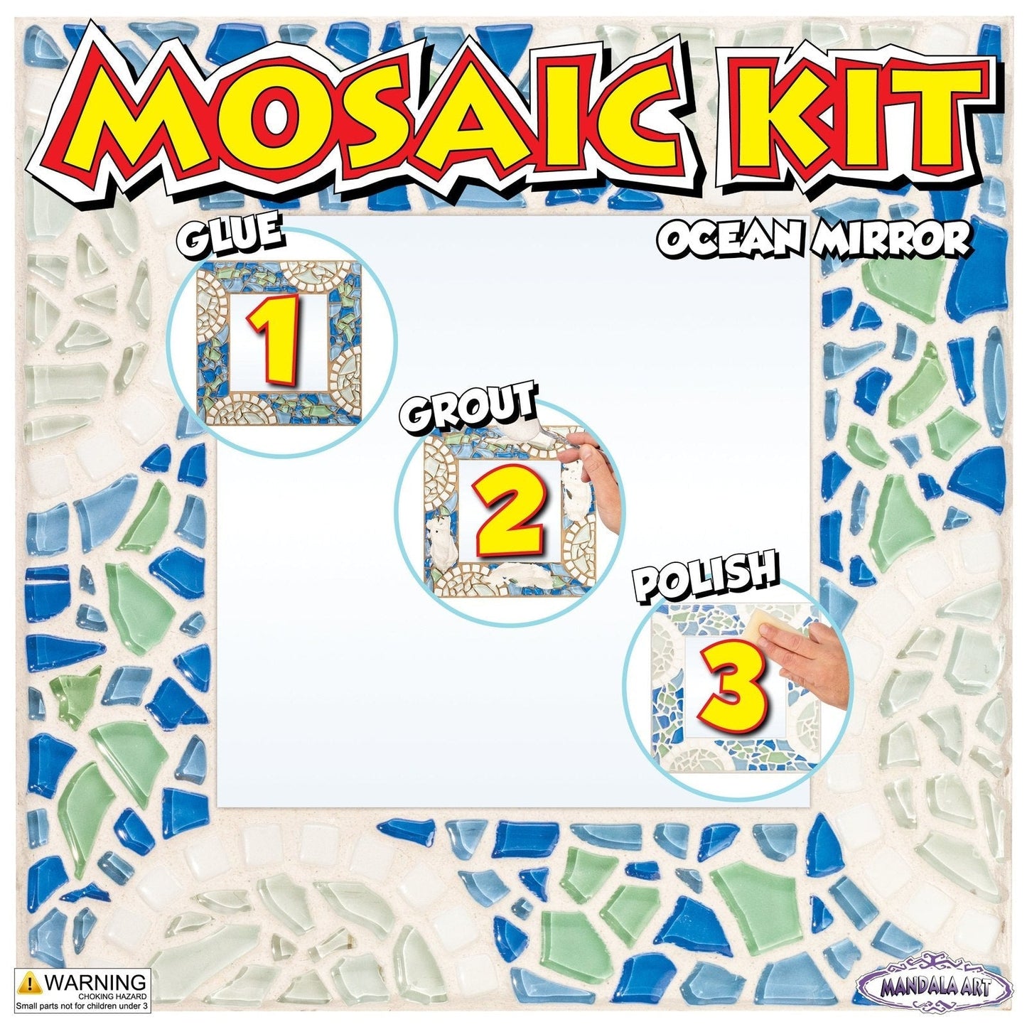 Mosaic Square Mirror Kit By Mandala Art - Ocean Mosaic Kit