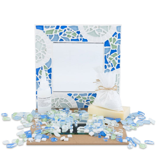 Mosaic Square Mirror Kit By Mandala Art - Ocean Mosaic Kit