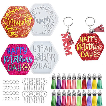 Mothers Day Keychain Resin Silicone Mould Kits Moulds