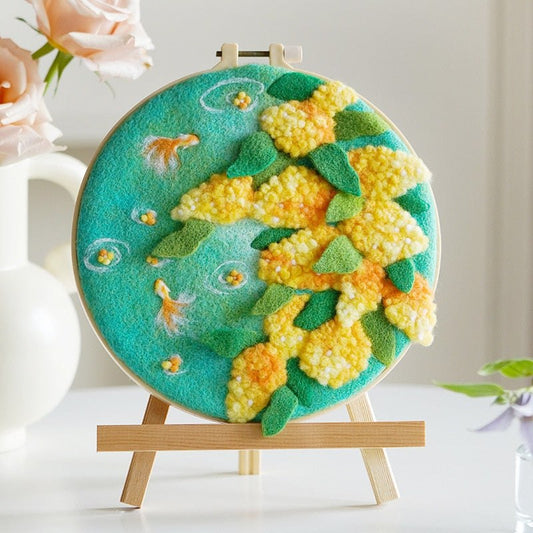 Needle Wool Felt Painting Craft Kits With 20x20cm Frame Pond 