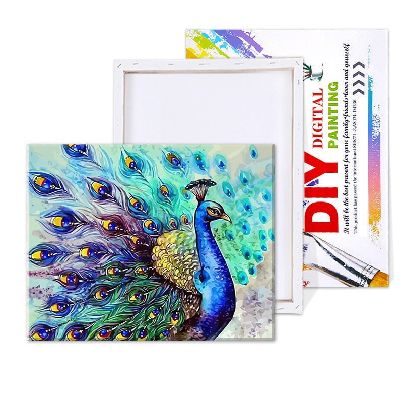 Paint By Numbers Kit - Colourful Blue Peacock 
