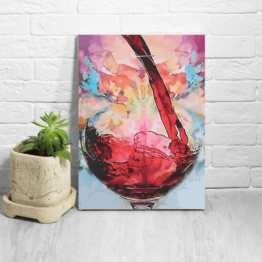 Paint By Numbers Kit - Elegant Red Wine Glass Pour