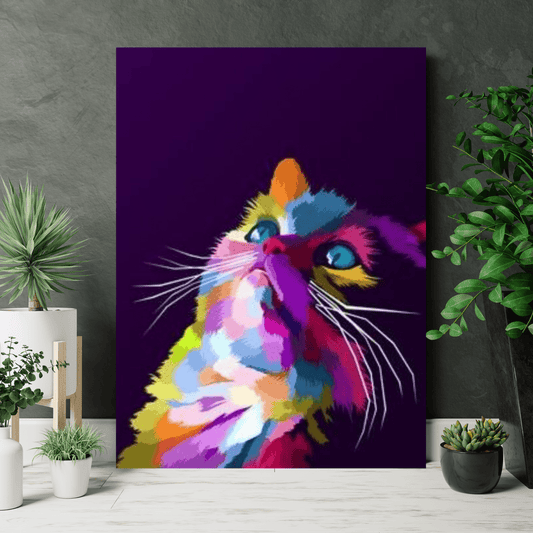 Paint By Numbers Kit - Geometric Rainbow Cat