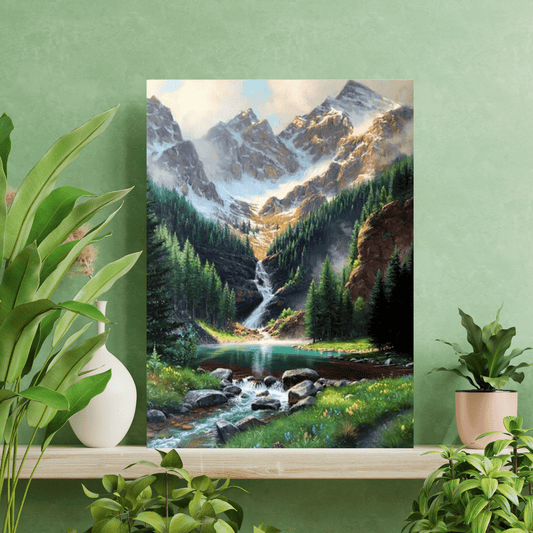 Paint By Numbers Kit - Green Forest Waterfall