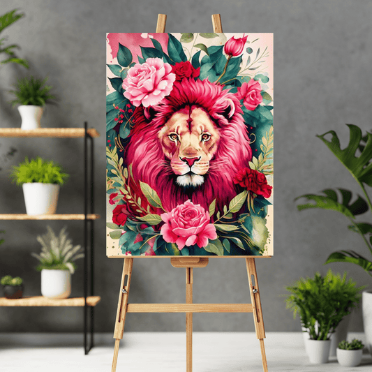 Paint By Numbers Kit - Magenta Floral Lion Maine