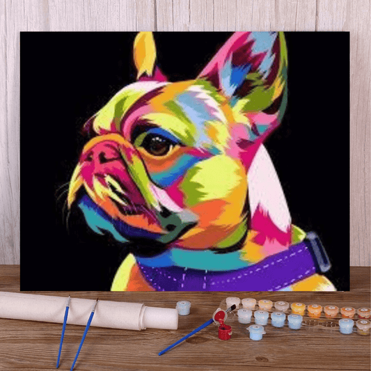 Paint By Numbers Kit - Rainbow Bulldog Pup