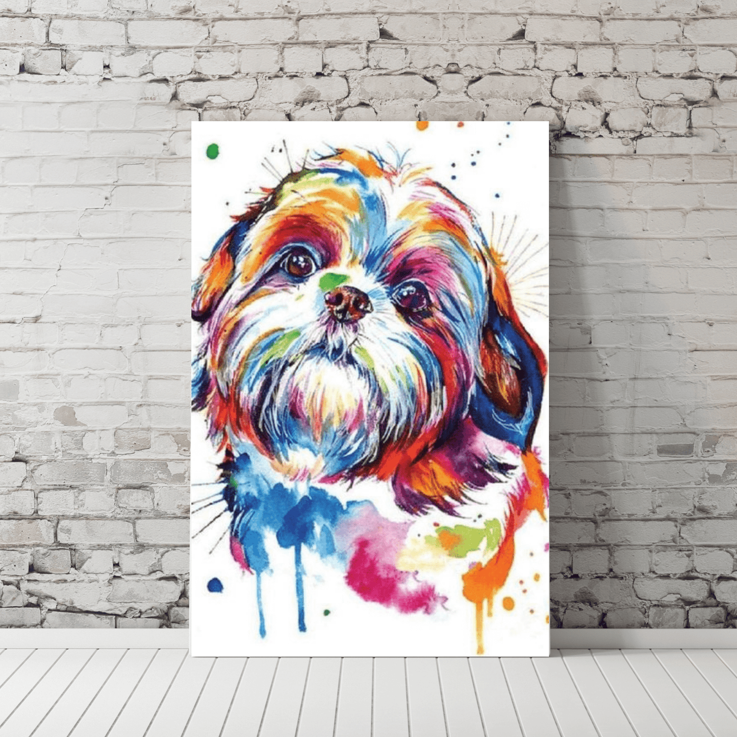 Paint By Numbers Kit - Rainbow Paint Splatter Maltese Terrier
