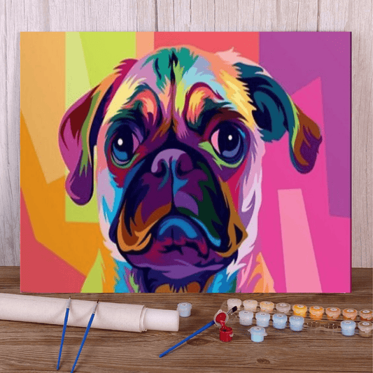 Paint By Numbers Kit - Rainbow Pug