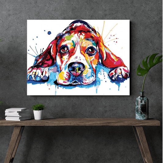 Paint By Numbers Kit - Sad Colourful Puppy