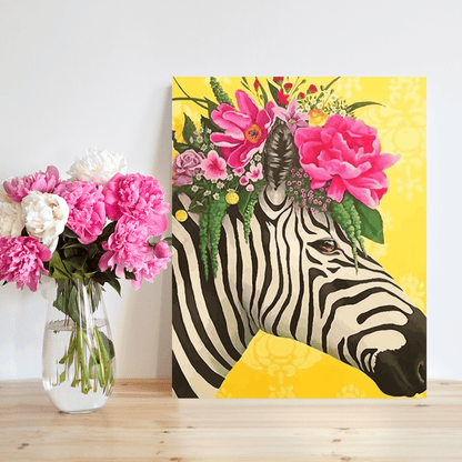 Paint By Numbers Kit - Yellow Floral Zebra