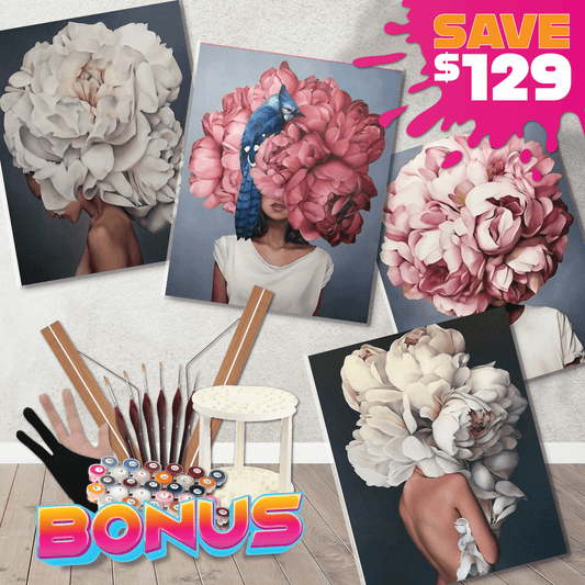 Paint By Numbers Starter Bundle - Lady Flower Bunch Head Paint By Numbers