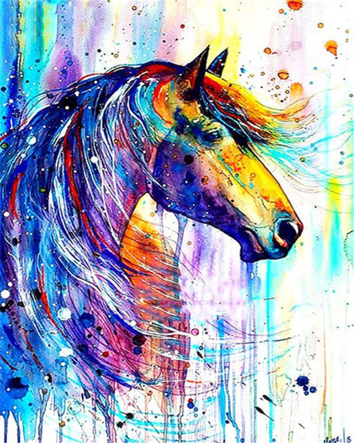 Paint By Numbers Starter Bundle - Paint Splatter Colourful Horses Paint By Numbers