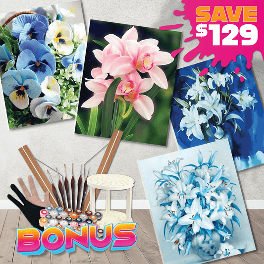 Paint By Numbers Starter Bundle - Still Life Flower Vases Paint By Numbers